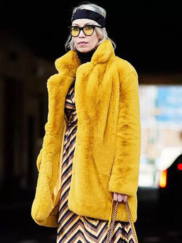 Faux Fur Coat Notched Lapel Winter Chic Eco Friendly Long Jacket for Women 2026