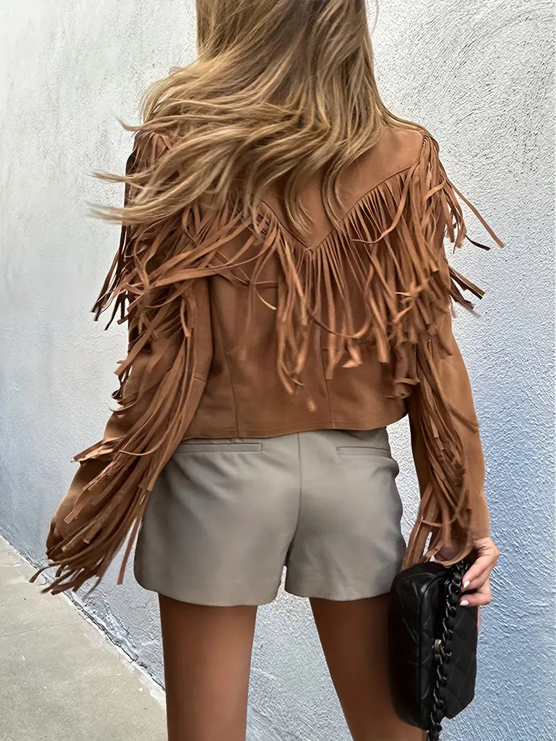 Natalie | Women's Boho Chic Faux Suede Fringe Jacket