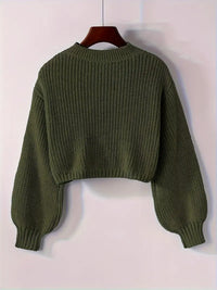 Magdalena | Women's Winter Cropped Ribbed Knit Sweater