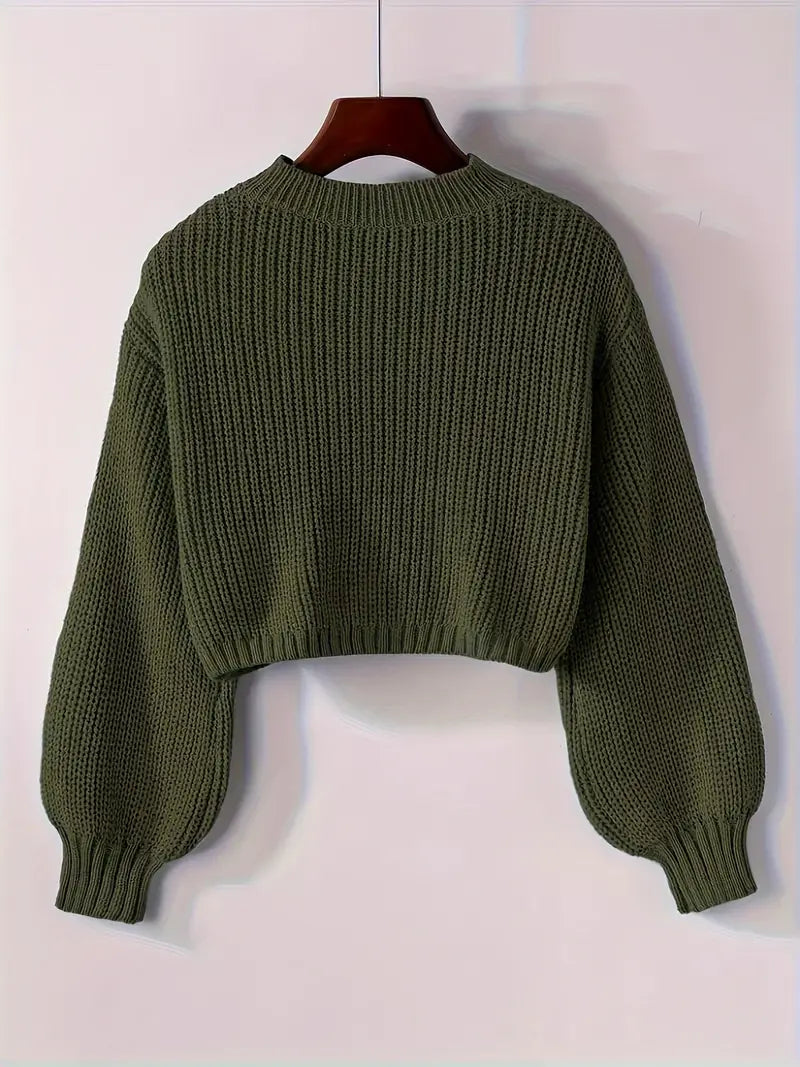 Magdalena | Women's Winter Cropped Ribbed Knit Sweater