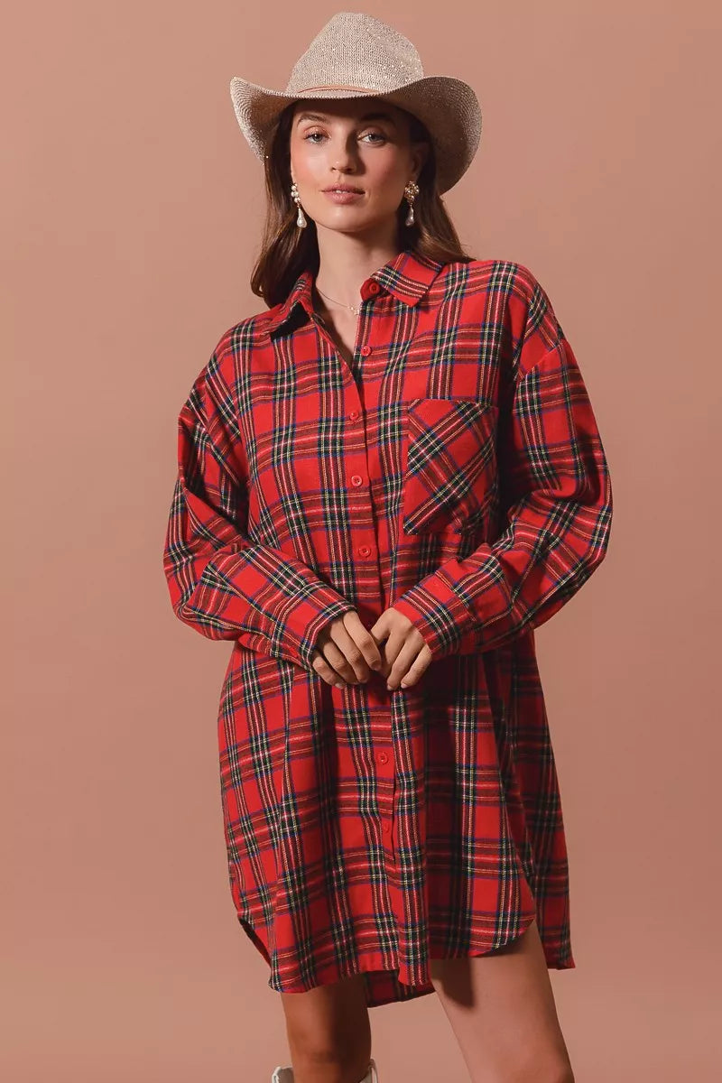 Margot Plaid Button-Up Midi Dress
