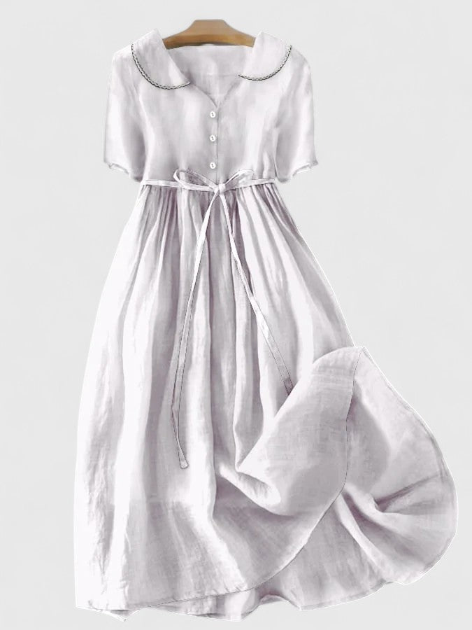 Tamara | Women's Short Sleeve Button Front Midi Dress