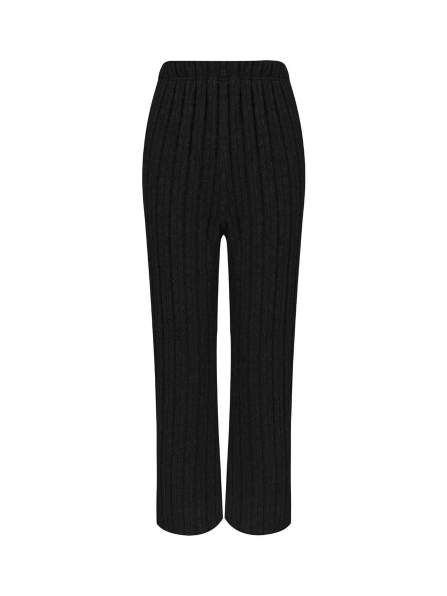 Ribbed Knit Button Front Top and Pants Set