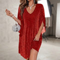 Sparkly Sequin V Neck Dress