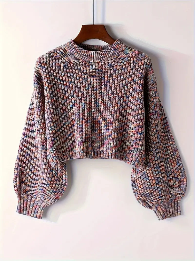 Magdalena | Women's Winter Cropped Ribbed Knit Sweater