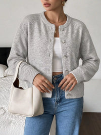 Crew Neck Button Down Cardigan