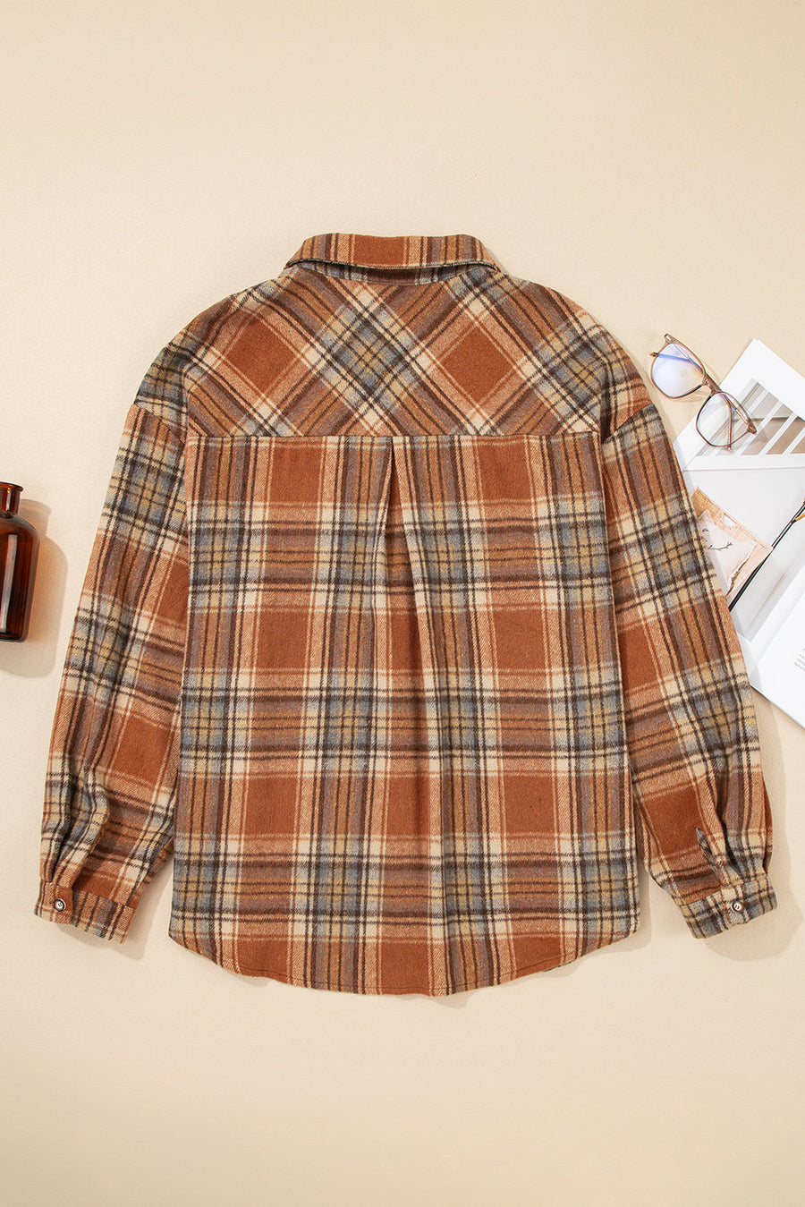 Plaid Flap Pocket Buttoned Shacket