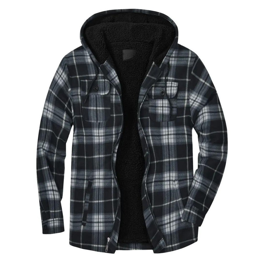 Daan Jacket with Checked and Hood in Black