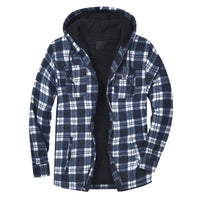Daan Jacket with Checked and Hood in Blue