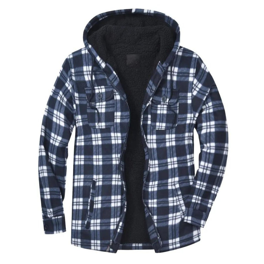 Daan Jacket with Checked and Hood in Blue