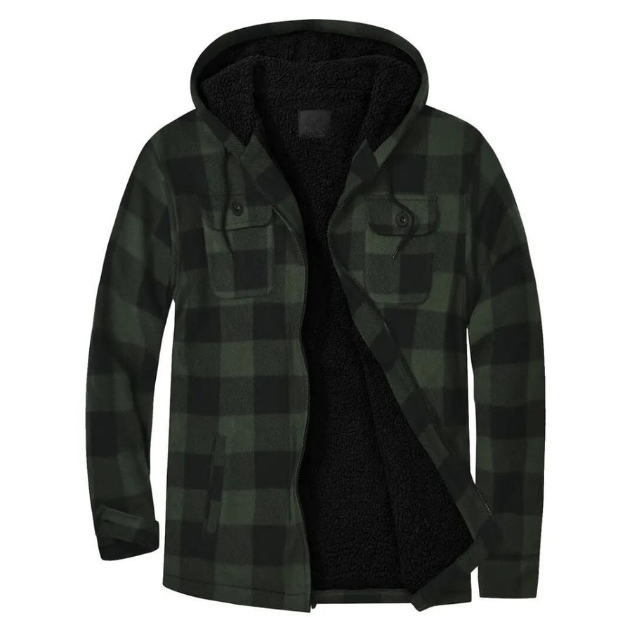 Daan Jacket with Checked and Hood in Green