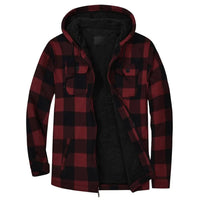 Daan Jacket with Checked and Hood in Red