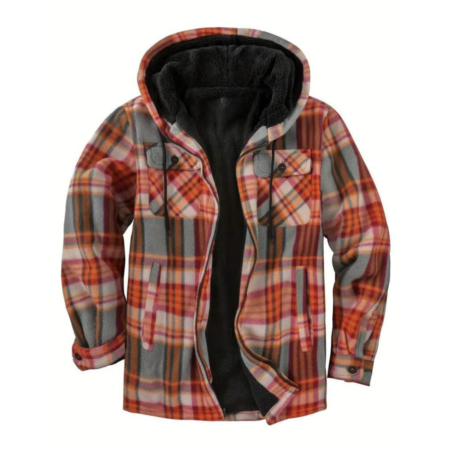 Daan Jacket with Checked and Hood in Rostern