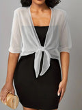 Dahlia Women's Sheer Chiffon Tie Front Crop Cardigan Top
