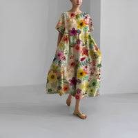 Daisy Retro Big Swing Loose Maxi Dress in Floral