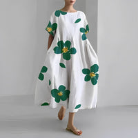 Daisy Retro Big Swing Loose Maxi Dress in White