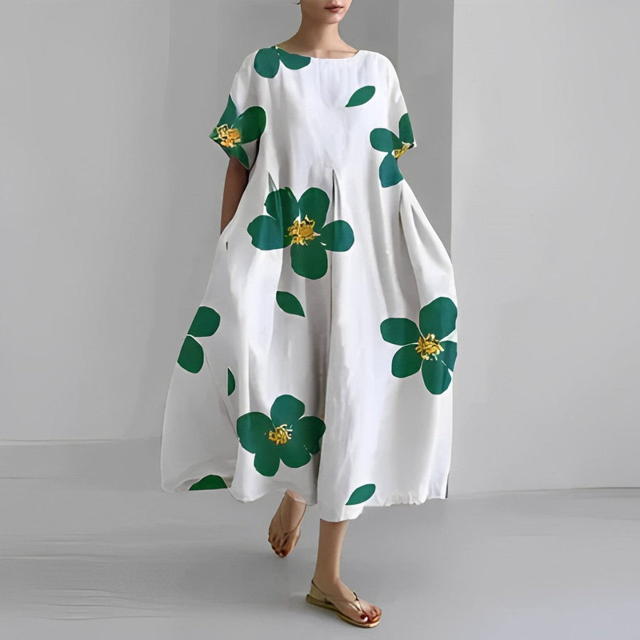 Daisy Retro Big Swing Loose Maxi Dress in White
