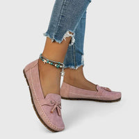 Daisy Women's Suede Bow Loafers Tassel Detail Slip-On Flat in Brown