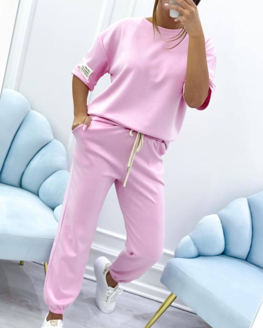 Daisy™ Stylish Short Sleeve Set in Pink