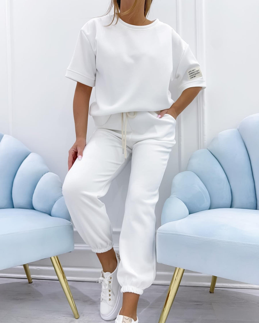 Daisy™ Stylish Short Sleeve Set in White
