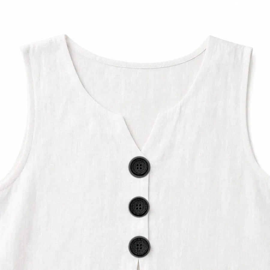 Dalisay Women's Sleeveless Button-Front Tank Top in Light blue