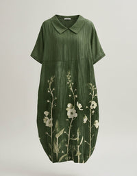 Liv | Women's Casual Floral Linen V-Neck Midi Dress