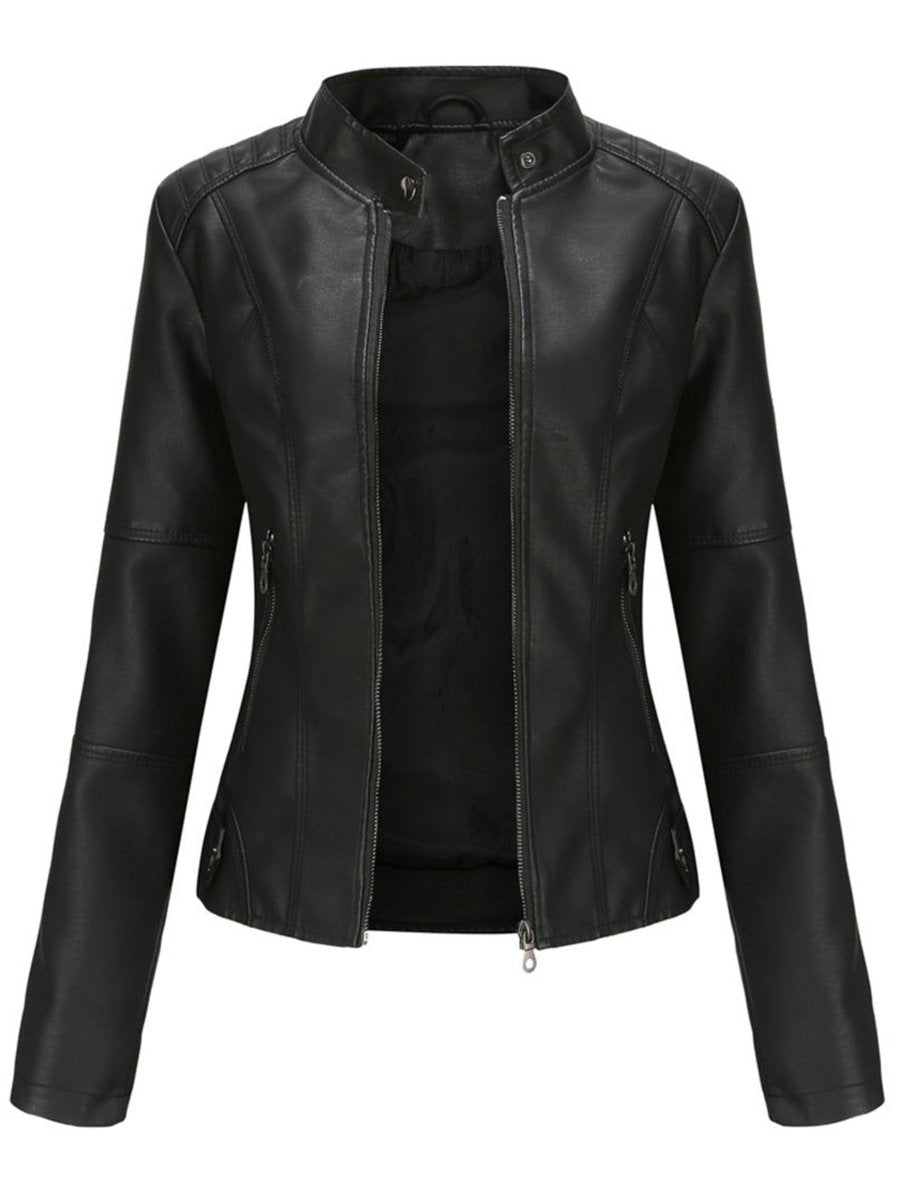 Maja | Women's Tailored Leather Zip Biker Jacket