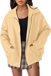 Liv | Women's Oversized Faux Leather Zip Bomber Jacket