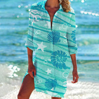 Mia | Women's Tie Dye Print Relaxed Long Sleeve Shirt Dress