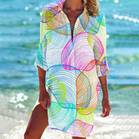 Mia | Women's Tie Dye Print Relaxed Long Sleeve Shirt Dress