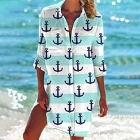 Mia | Women's Tie Dye Print Relaxed Long Sleeve Shirt Dress