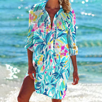 Mia | Women's Tie Dye Print Relaxed Long Sleeve Shirt Dress