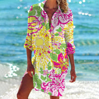 Mia | Women's Tie Dye Print Relaxed Long Sleeve Shirt Dress