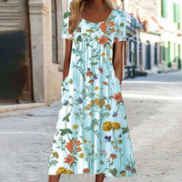 Leonie | Women's Floral Short Sleeve Fall Midi Dress