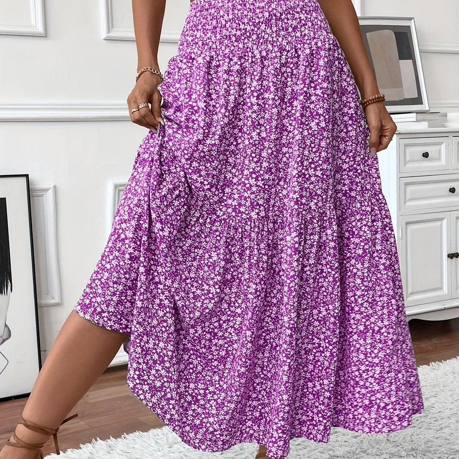 Marlene | Women's High Waist Flared Floral Midi Skirt