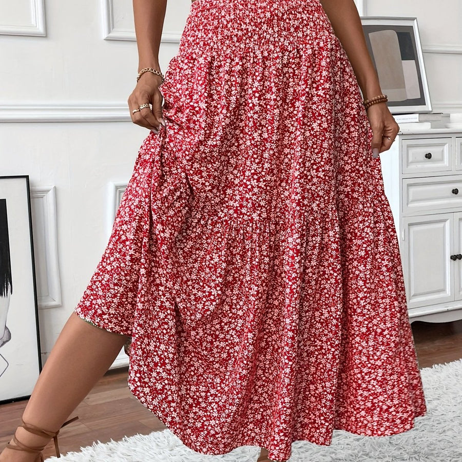 Marlene | Women's High Waist Flared Floral Midi Skirt