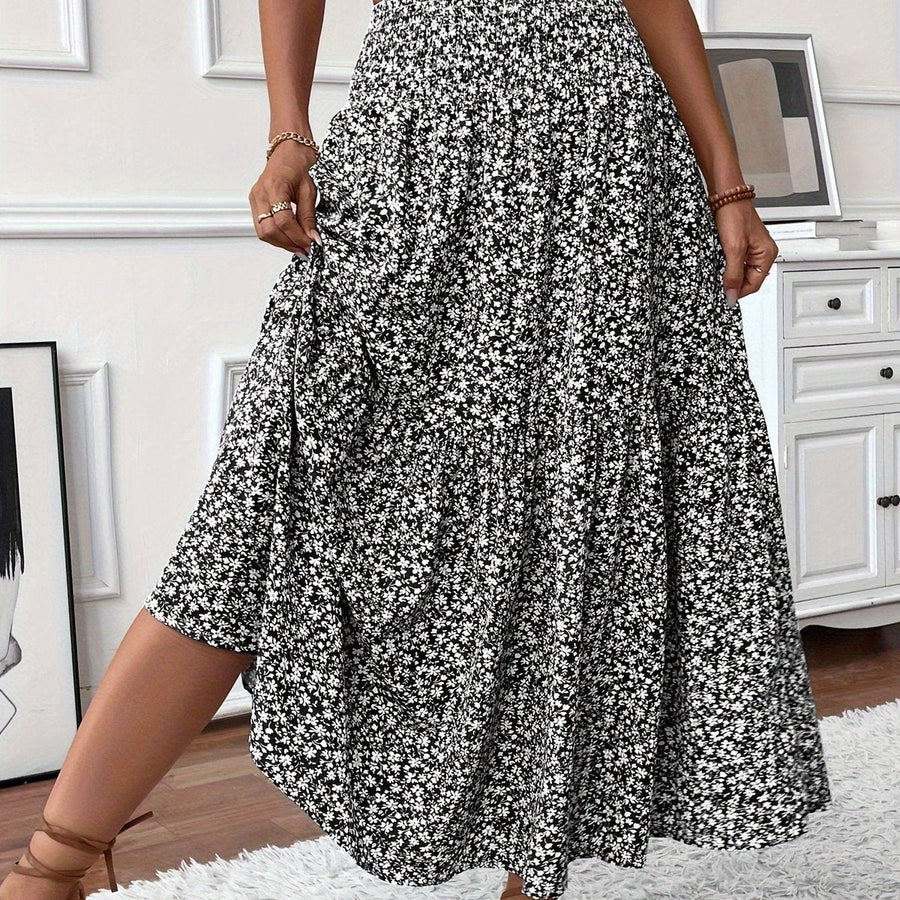 Marlene | Women's High Waist Flared Floral Midi Skirt