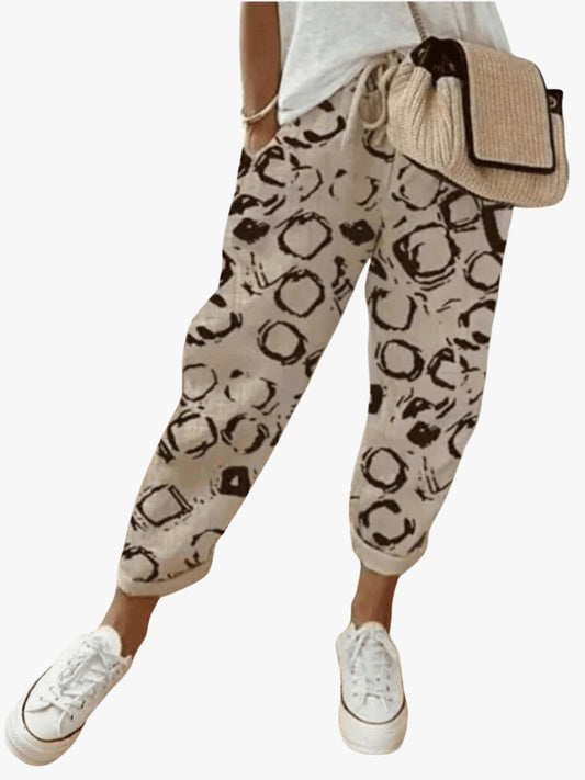 Sophie | Women's Relaxed Abstract Print Tie Waist Fall Trousers