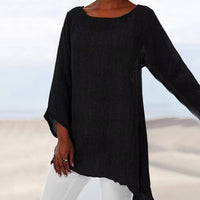 Lena | Women's Relaxed Long Sleeve Linen Oversized Tunic Top