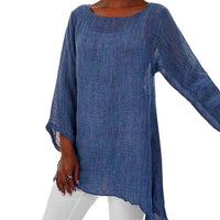 Lena | Women's Relaxed Long Sleeve Linen Oversized Tunic Top