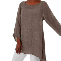 Lena | Women's Relaxed Long Sleeve Linen Oversized Tunic Top