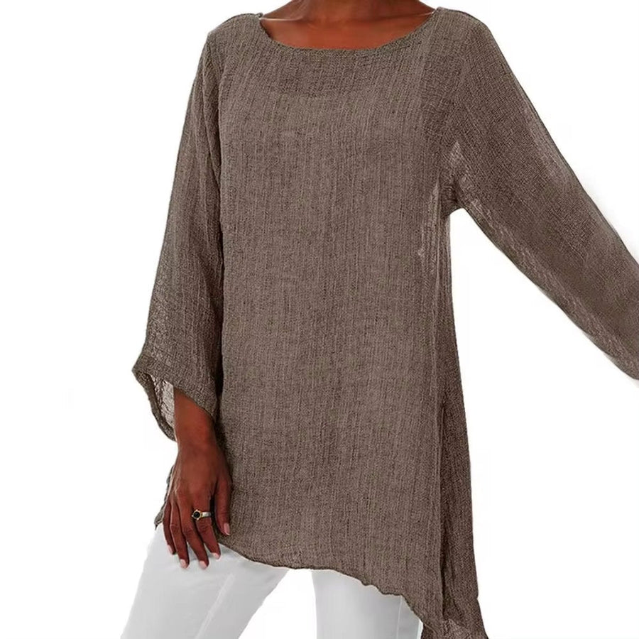 Lena | Women's Relaxed Long Sleeve Linen Oversized Tunic Top