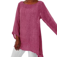 Lena | Women's Relaxed Long Sleeve Linen Oversized Tunic Top