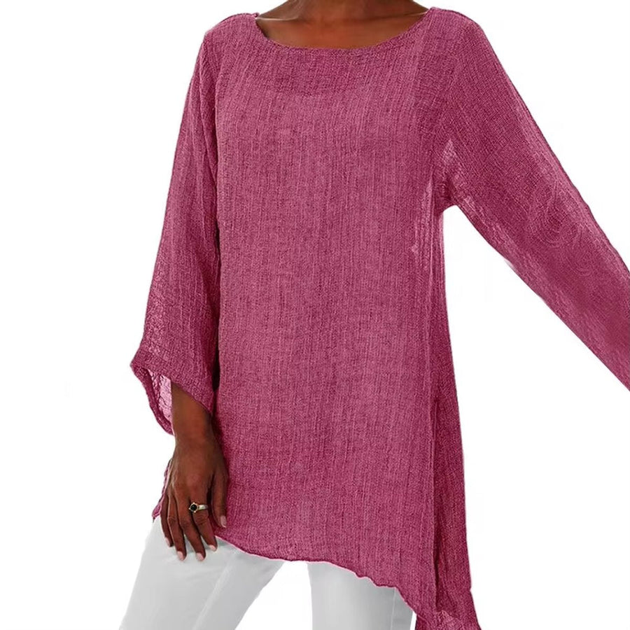 Lena | Women's Relaxed Long Sleeve Linen Oversized Tunic Top