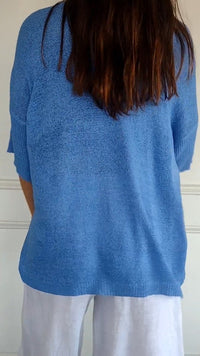 Nora | Women's Relaxed V-Neck Short Sleeve Knit Top