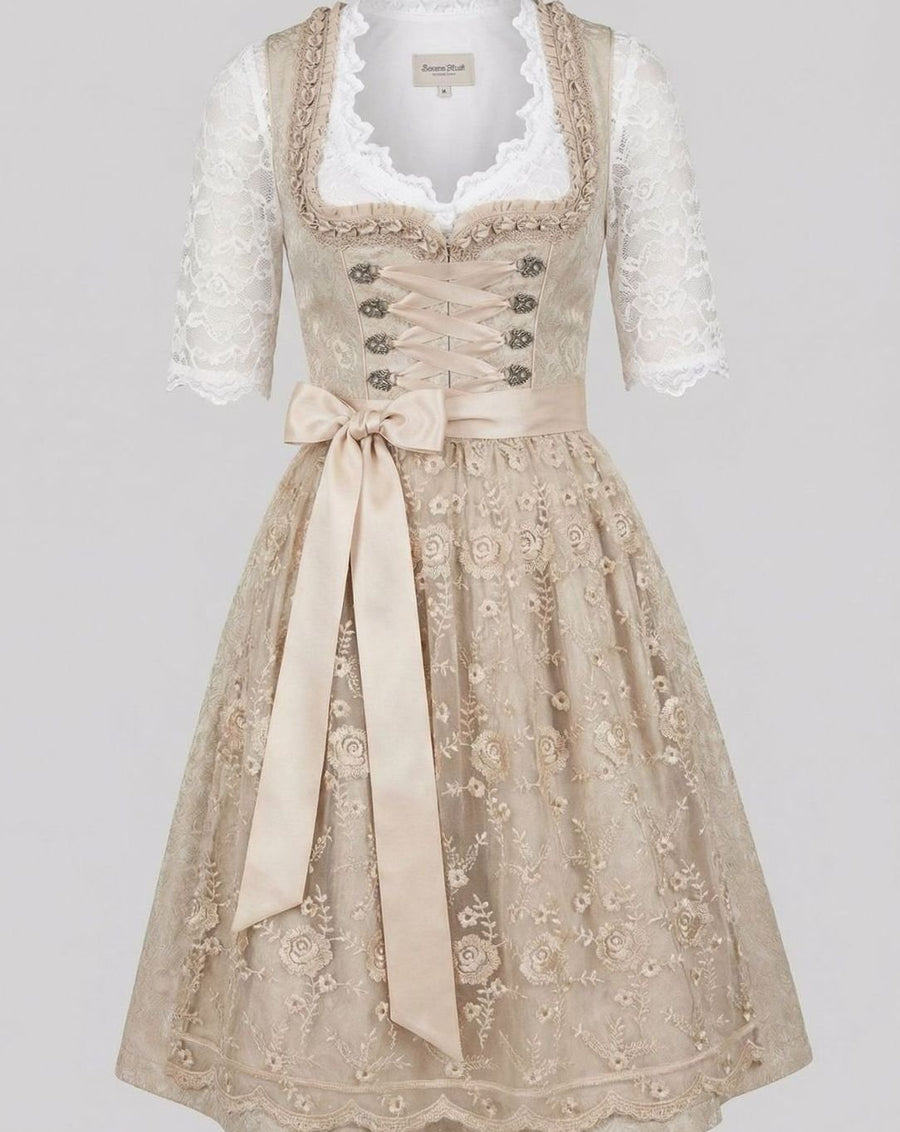 Lara | Women's Oktoberfest Dirndl Dress with Lace Blouse and Floral Midi Skirt
