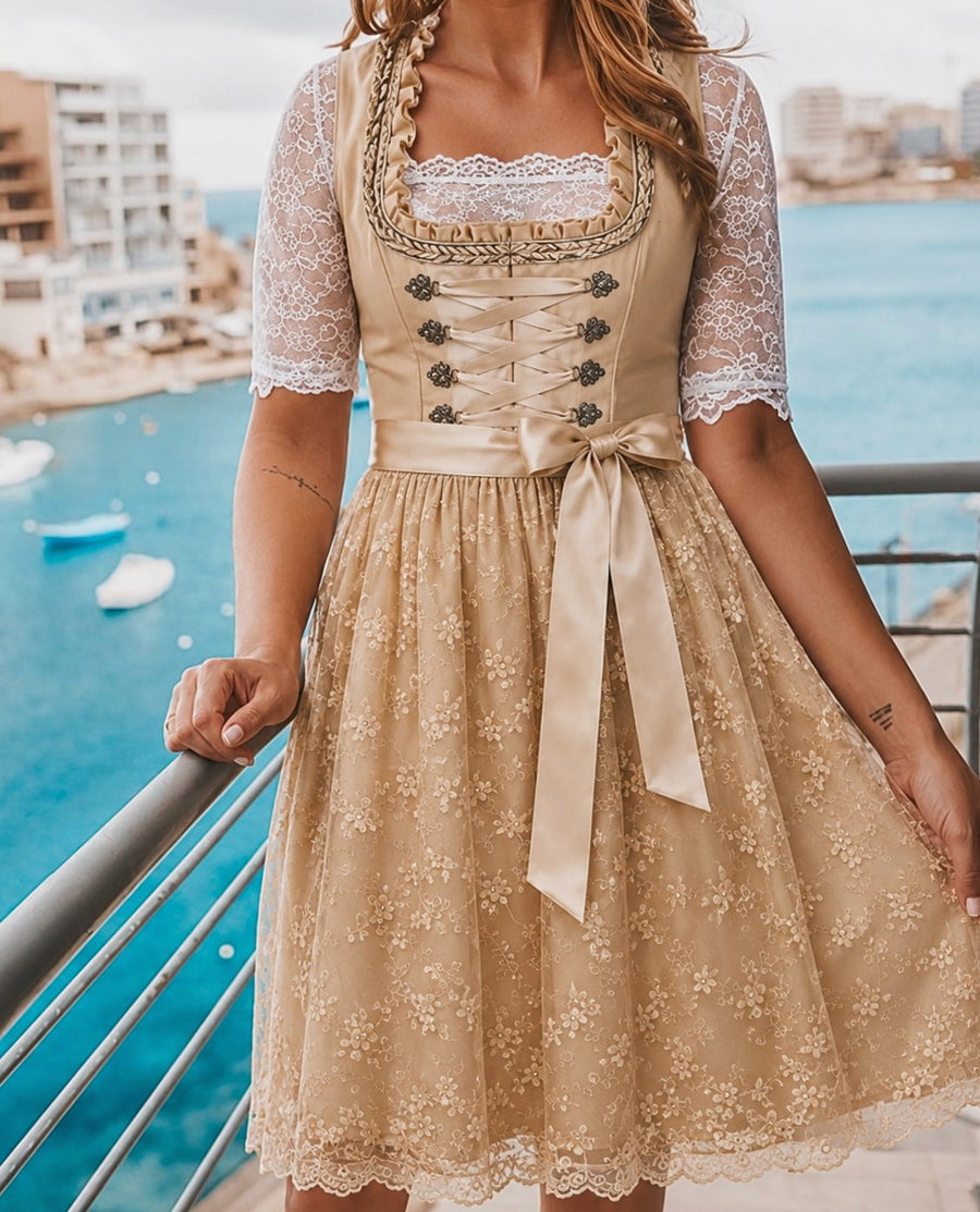 Julia | Women's Oktoberfest Dirndl Dress with Lace Blouse and Floral Skirt