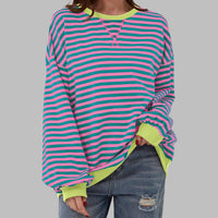 Amelie | Women's Oversized Retro Stripe Sweatshirt with Contrast Cuffs