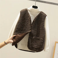 Marlene | Women's Teddy Fleece Button Puffer Vest
