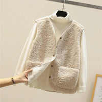 Marlene | Women's Teddy Fleece Button Puffer Vest